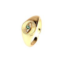 Fashion Zircon-embedded Devil's Eye Open Adjustable Copper Plated Ring sku image 5