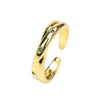 Vintage Emerald Green Zircon Simple Open End Adjustable Gold Plated Copper Ring sku image 1