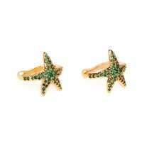 Fashion Retro Emerald Zircon Geometric Snake-shaped Gold Plated Ear Clip sku image 1