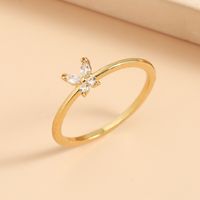 New Style Copper Inlaid Zircon Butterfly Star Leaf Opening Ring main image 5