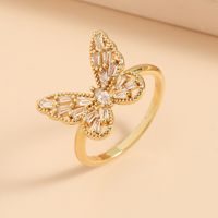 New Style Copper Inlaid Zircon Butterfly Star Leaf Opening Ring main image 4