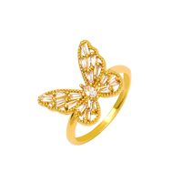 New Style Copper Inlaid Zircon Butterfly Star Leaf Opening Ring main image 3