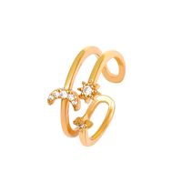 New Style Copper Inlaid Zircon Butterfly Star Leaf Opening Ring sku image 3