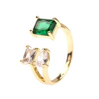 Fashion Elegant Emerald Zircon Geometric
copper Knuckle Ring Wholesale main image 4