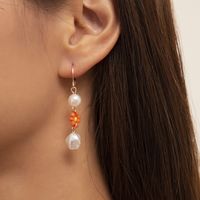 Fashion Simple Bead Daisy Ear Clips Retro Imitation Pearl Flower Copper Eardrop Earring sku image 5