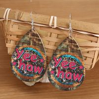 Drop-shaped Pu Leather Distressed Letters Vintage Pattern  Earrings main image 4