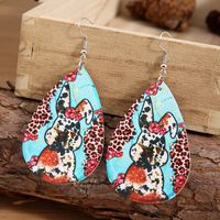 Exaggerated Rabbit Leopard Print Mixed Color Pu Leather Earrings main image 1