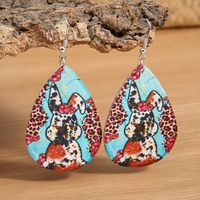 Exaggerated Rabbit Leopard Print Mixed Color Pu Leather Earrings main image 3