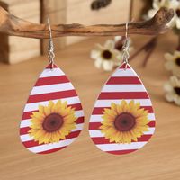 Drop-shaped Pu Leather Simple Striped Colors Sunflower Earrings main image 3