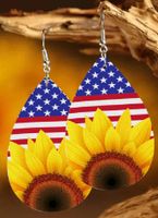 Drop-shaped Pu Leather Simple Striped Colors Sunflower Earrings sku image 3