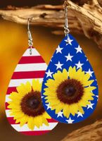 Drop-shaped Pu Leather Simple Striped Colors Sunflower Earrings main image 6