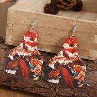 Vintage Western Cowboy Pu Leather Exaggerated Earrings main image 3