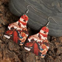 Vintage Western Cowboy Pu Leather Exaggerated Earrings main image 4