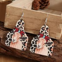 Retro Western Style Turquoise Pattern Lamb Pu Leather Earrings main image 3