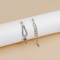 Silver Needle Long Asymmetric Chain Tapered  Earrings main image 1