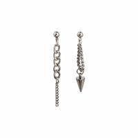 Silver Needle Long Asymmetric Chain Tapered  Earrings sku image 1