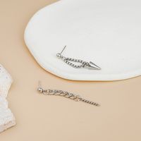 Silver Needle Long Asymmetric Chain Tapered  Earrings main image 3