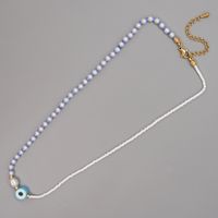 Fashion Simple Bohemian Style Imitation Pearl Colored Glass Beaded Necklace sku image 3