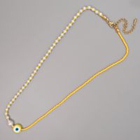 Fashion Simple Bohemian Style Imitation Pearl Colored Glass Beaded Necklace sku image 1