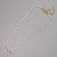 Fashion Simple Bohemian Style Imitation Pearl Colored Glass Beaded Necklace sku image 2