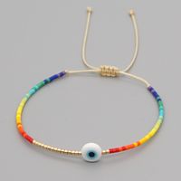 Simple Bohemian Ethnic Style Evil Eye Bracelet Miyuki Letter Rainbow Beaded Bracelet sku image 1
