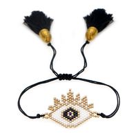 Fashion Retro Ethnic Style Evil Eye Diamond  Miyuki Bead Hand-woven Leopard Bracelet sku image 1