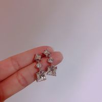 Fashion Simple Geometric Diamond Tassel Stud Earrings Alloy Earrings main image 4