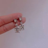 Fashion Simple Geometric Diamond Tassel Stud Earrings Alloy Earrings main image 2