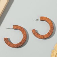 Bohemian Simple Geometric C- Shaped Wood Earrings Ear Hoop Jewelry sku image 1