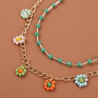 Fashion Bohemian Hand-woven Beaded Multi-layer Flower Necklace main image 4