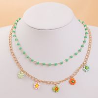 Fashion Bohemian Hand-woven Beaded Multi-layer Flower Necklace sku image 1