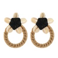 Fashion Bohemian Beach Woven Rattan Shell Earrings Geometric Flower Eardrop main image 4