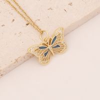Oil Dripping Butterfly Copper Zircon-inlaid Pendant Necklace main image 5