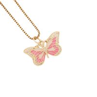 Oil Dripping Butterfly Copper Zircon-inlaid Pendant Necklace main image 3