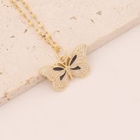 Oil Dripping Butterfly Copper Zircon-inlaid Pendant Necklace sku image 2