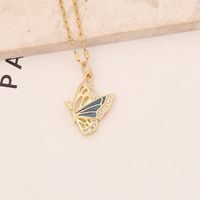 Tropfen Öl Schmetterling Kupfer Intarsien Zirkon Halskette sku image 2