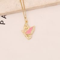 Drop Oil Butterfly Copper Inlaid Zircon Necklace sku image 1