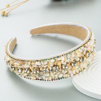 New Style Color Turquoise Diamond-embedded Wide Edge Fabric Headband Headdress main image 4