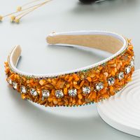 New Style Color Turquoise Diamond-embedded Wide Edge Fabric Headband Headdress sku image 4