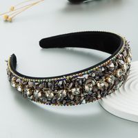New Style Color Turquoise Diamond-embedded Wide Edge Fabric Headband Headdress sku image 2