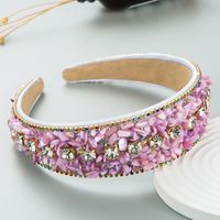 New Style Color Turquoise Diamond-embedded Wide Edge Fabric Headband Headdress sku image 5