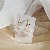 Silver Needle Pearl Flower Combination Inlaid Zircon Earrings main image 4