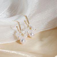 Silver Needle Pearl Flower Combination Inlaid Zircon Earrings main image 3