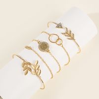 Creative Rhinestone-embedded Circle Leaf Arrow 5-piece Bracelet Set main image 1