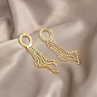 Argent Aiguille Baroque Long Gland Capricieux Plein Strass Boucles D'oreilles main image 3