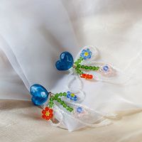 Silver Needle Colorful Tassel Love Heart Flowers Handmade Beaded Woven Earrings main image 3
