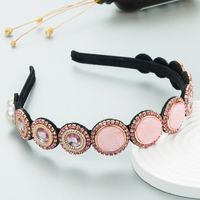 Vintage Baroque Style Geometric Color Glass Drill Inlaid Pearl Headband sku image 1