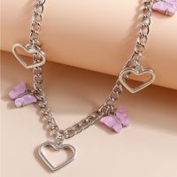 Fashion Ornament Butterfly Hollowed Heart Shape Pendant Necklace main image 2