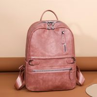 Women's 2022 New Urban Simple Soft Leather Backpack Large Capacity Student Schoolbag main image 2