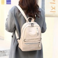 Women's 2022 New Urban Simple Soft Leather Backpack Large Capacity Student Schoolbag main image 3